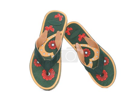 Photo for Floral design womens eva flip-flop isolated - Royalty Free Image