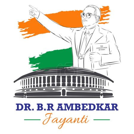 Téléchargez les illustrations : Dr. B.R Ambedkar jayanti. Illustration vectorielle Bhimrao Ramji Ambedkar, Constitution de l'Inde. - en licence libre de droit