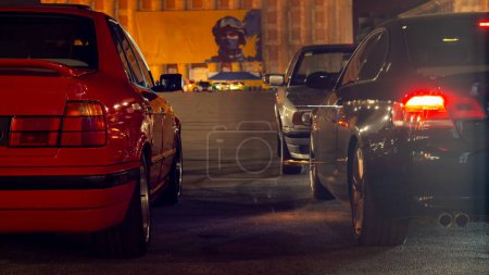 Photo for Old European car in the night center of Kharkov - Royalty Free Image