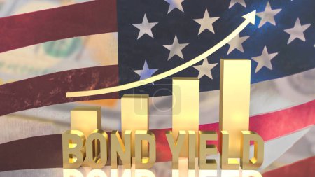 Téléchargez les photos : Gold bond yield texte et graphique sur fond drapeau américain rendu 3d - en image libre de droit