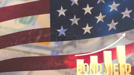 Téléchargez les photos : Gold bond yield texte et graphique sur fond drapeau américain rendu 3d - en image libre de droit
