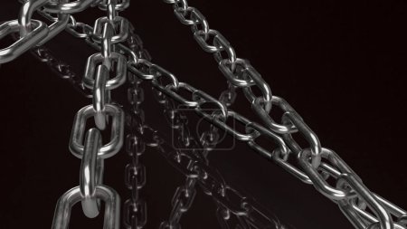chain on black background  for abstract or business concept 3d renderin