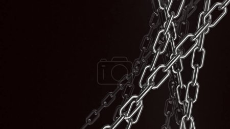 cadena sobre fondo negro para abstracto o concepto de negocio 3d renderin