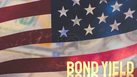 Téléchargez les photos : Rendements obligataires or sur fond de drapeau des États-Unis d'Amérique pour le concept d'entreprise rendu 3d - en image libre de droit