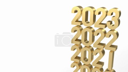 Photo for The gold number 2023 on white background  3d renderin - Royalty Free Image
