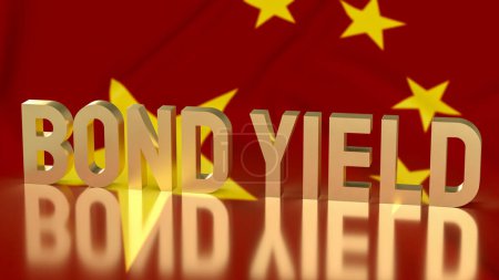 Téléchargez les photos : Les rendements obligataires en or sur fond de drapeau de la Chine pour conce d'affaires - en image libre de droit