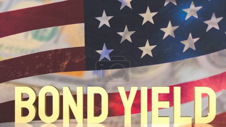 Téléchargez les photos : Rendements obligataires or sur fond de drapeau des États-Unis d'Amérique pour le concept d'entreprise rendu 3d - en image libre de droit