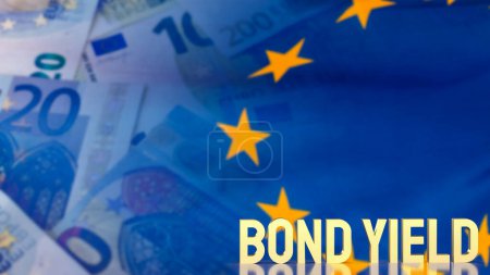 Téléchargez les photos : Rendements obligataires en or sur fond de drapeau euro pour le concept d'entreprise rendu 3d - en image libre de droit