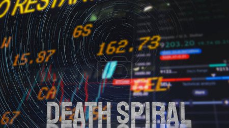 Téléchargez les photos : Mort spirale métal texte sur fond d'entreprise rendu 3d - en image libre de droit