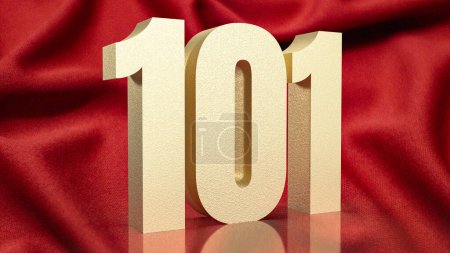 Téléchargez les photos : Le numéro d'or 101 sur soie rouge pour le concept d'entreprise - en image libre de droit