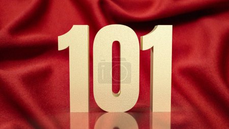 Téléchargez les photos : Le numéro d'or 101 sur soie rouge pour le concept d'entreprise - en image libre de droit