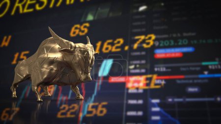 Photo for Gold bull on chart background for business concept 3d rendering - Royalty Free Image