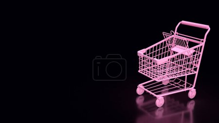 Photo for Pink shopping cart on black background  for supermarket or online concept 3d rendering - Royalty Free Image