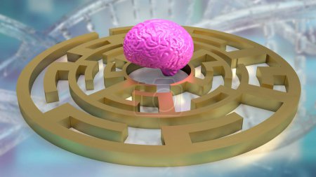 Photo for Pink brain in maze for business or sci concept 3d rendering - Royalty Free Image