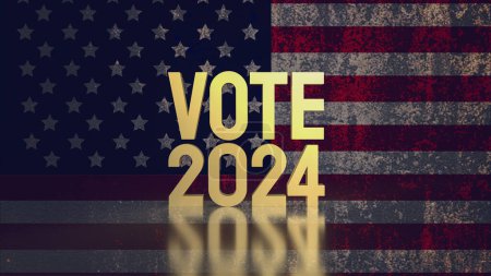 Foto de El texto de votación 2024 en la etapa unida de la bandera de América 3d representación - Imagen libre de derechos