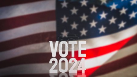 Foto de El texto de votación 2024 en la etapa unida de la bandera de América 3d representación - Imagen libre de derechos