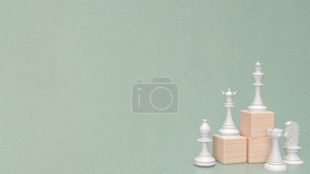 The wood cube and chess for Business concept 3d renderin