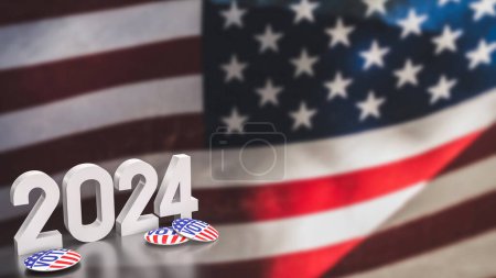 Foto de Bandera de EE.UU. y 2024 para el concepto de votación 3d renderizado - Imagen libre de derechos
