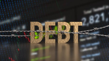 Photo for Debt is an obligation owed by one party, known as the debtor, to another party, known as the creditor. It typically involves the borrowing of money. - Royalty Free Image