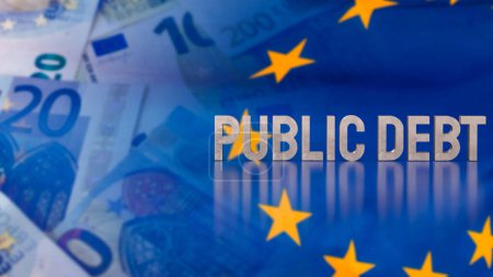 Photo for Euro public debt refers to the total amount of money that the Europe government owes to domestic and foreign creditors. Public debt can take various forms, including government bonds, loans - Royalty Free Image