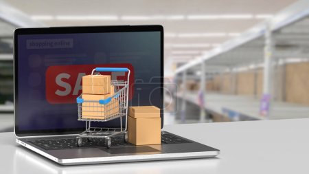 Photo for A shopping trolley is a wheeled cart provided by supermarkets and retail stores for customers to use while shopping. It typically consists of a metal or plastic frame mounted on four wheels. - Royalty Free Image