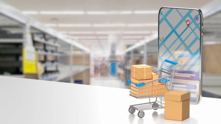 Photo for A shopping trolley is a wheeled cart provided by supermarkets and retail stores for customers to use while shopping. It typically consists of a metal or plastic frame mounted on four wheels. - Royalty Free Image