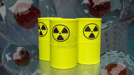Photo for Radioactive materials are substances that contain unstable atoms, which undergo spontaneous decay, emitting ionising radiation in the process. - Royalty Free Image