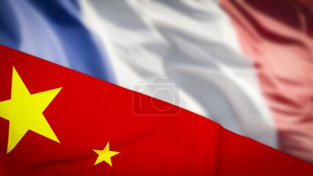 Chinesische und französische Flagge für das 3D-Rendering von Geschäftskonzepten. 