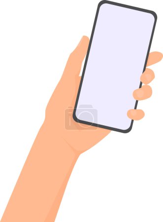 Photo for Hand holding smartphone. Flat vector illustration. - Royalty Free Image