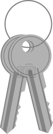 Photo for Two keys hanging on ring. Flat vector illustration. - Royalty Free Image