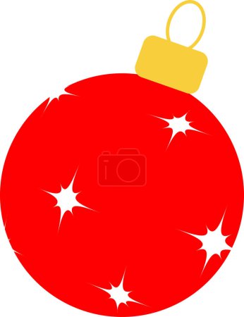 Photo for Red Christmas tree ball decorated with the white stars. Flat vector illustration. - Royalty Free Image