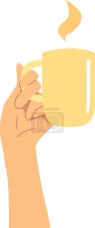 Photo for Hand holding cup with cloud of steam from hot drink that raising above it. Flat vector illustration - Royalty Free Image