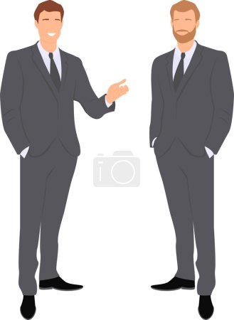 Photo for Two standing men wearing in business suits one of them gesturing with arm - Royalty Free Image