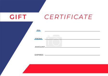 Photo for Gift Certificate Template in blue and red colors. White backgound. - Royalty Free Image