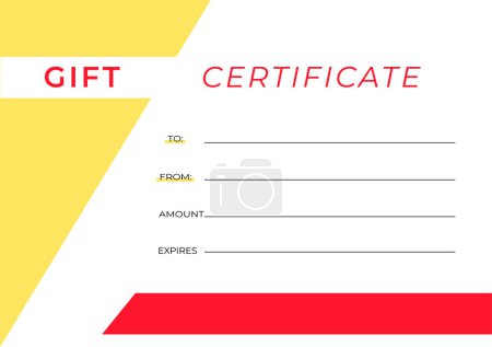Photo for Gift Certificate Template in yellow and red colors. White backgound. - Royalty Free Image