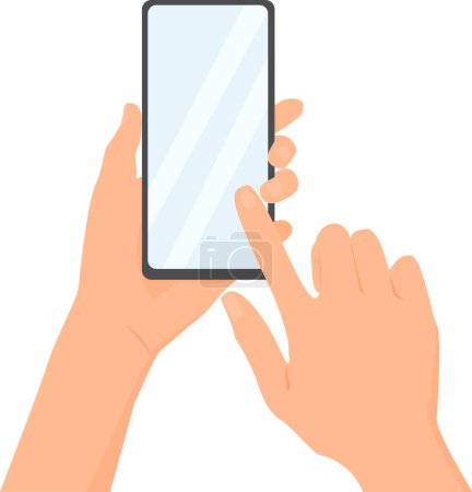 Photo for Two hands with smartphone. Flat vector illustration. - Royalty Free Image