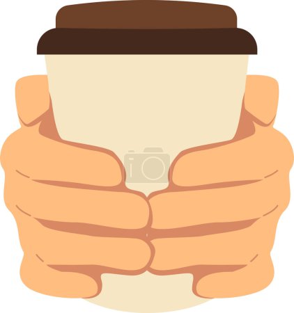 Photo for Coffee to go. Two hands holding coffee paper cup. - Royalty Free Image