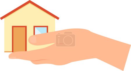 Photo for Hand holding little house. Flat vector illustration. - Royalty Free Image