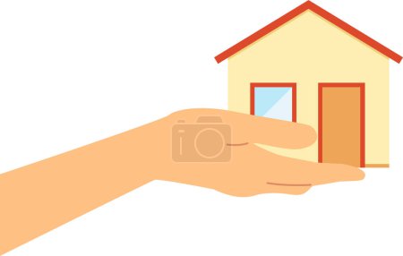 Photo for Hand holding house. Flat vector illustration. - Royalty Free Image