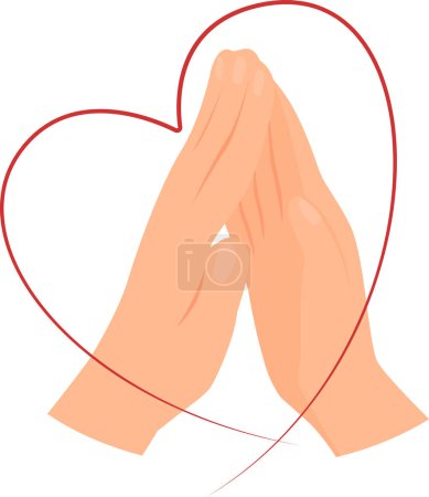 Photo for Two hands touching each other with palms. Heart connection. Love. Vector illustration. - Royalty Free Image