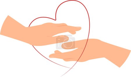 Photo for Two hands moving toward each other for touching. Heart connection. Love. Vector illustration. - Royalty Free Image
