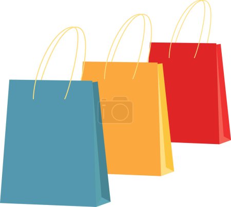 Photo for Three colored paper shopping bags. Vector illustration. Flat style - Royalty Free Image