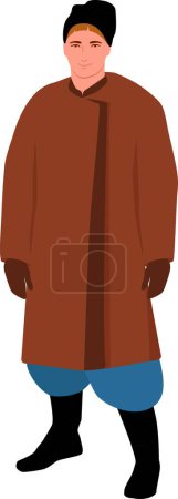 Photo for Young Ukrainian man in ethnic winter clothes. Vector illustration - Royalty Free Image