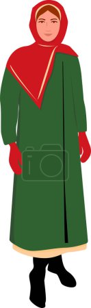 Photo for Young Ukrainian woman in ethnic winter clothes. Vector illustration - Royalty Free Image