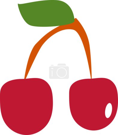 Photo for Twig with two cherries vector illustration - Royalty Free Image