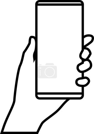 Photo for Hand holding smartphone. Icon. Line art. Vector illustration. - Royalty Free Image