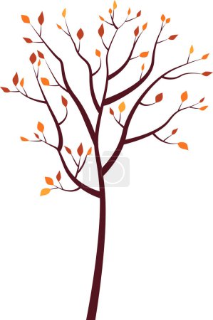 Ein Baum mit orangen und roten Blättern im Herbst. Altweibersommer. Vektorillustration. Transparenter Hintergrund