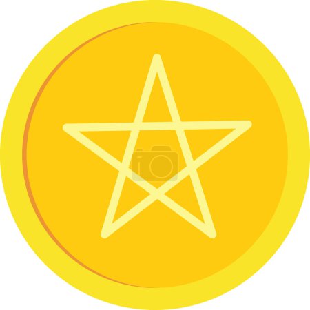 Photo for Gold coin with pentacle sign vector illustration. Transparent background - Royalty Free Image
