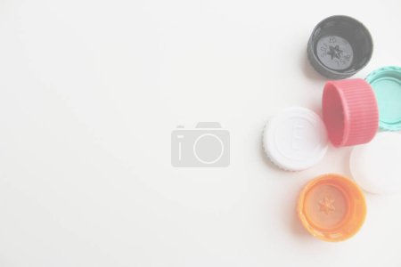 Plastic bottle caps background image with copy space