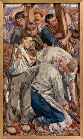 Photo for Social Realism: The Ages of the Worker (left part), 1896 (oil on canvas), by Artist: Frederic, Leon Henri Marie (1856-1940) / Belgian. Paris, France. - Royalty Free Image
